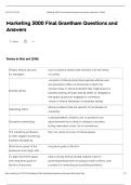 Marketing 3000 Final Grantham Questions and  Answers