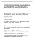 ATI COMPLEX ENDOCRINE FINAL PAPER 2026 QUESTIONS WITH ANSWERS GRADED A&plus;