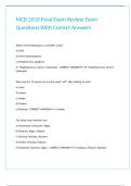MCB 2010 Final Exam Review Exam Questions With Correct Answers