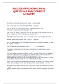 SOCCER OFFICIATING FINAL QUESTIONS AND CORRECT ANSWERS