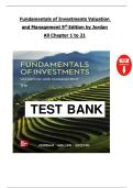 Fundamentals of Investments&colon; Valuation and Management &ndash; 9th Edition &ndash; Jordan &ndash; Complete Solution Manual &lpar;Chapters 1&ndash;21&rpar; &ndash; Verified Answers for All Exercises