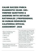 CALHR SUCCESS PHRCA DIAGNOSTIC EXAM 300&plus; VERIFIED QUESTIONS & ANSWERS 