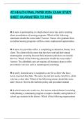 ATI HEALTH FINAL PAPER 2026 EXAM STUDY SHEET GUARANTEED TO PASS