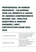 PROFESSIONAL IN HUMAN RESOURCES - CALIFORNIA &lpar;PHR-CA&rpar; BENEFITS & LEAVES OF ABSENCE COMPREHENSIVE REVIEW&colon; 300&plus; PRACTICE QUESTIONS & VERIFIED ANSWERS &vert; HRCI CERTIFICATION EXAM 2025-2026