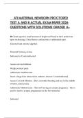 ATI MATERNAL NEWBORN PROCTORED TEST A AND B ACTUAL EXAM PAPER 2026 QUESTIONS WITH SOLUTIONS GRADED A&plus;