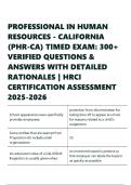 PROFESSIONAL IN HUMAN RESOURCES - CALIFORNIA &lpar;PHR-CA&rpar; TIMED EXAM&colon; 300&plus; VERIFIED QUESTIONS & ANSWERS WITH DETAILED RATIONALES &vert; HRCI CERTIFICATION ASSESSMENT 2025-2026