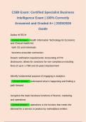 CSBI Exam&colon; Certified Specialist Business Intelligence Exam &vert; 100&percnt; Correctly Answered and Graded A&plus; &vert; 2025&sol;2026 Guide