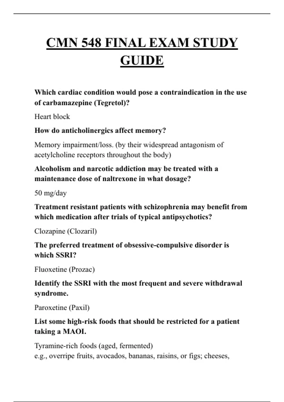 CMN 548 FINAL EXAM STUDY GUIDE QUESTIONS AND ANSWERS 2026 - CMN 548 ...