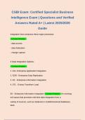 CSBI Exam&colon; Certified Specialist Business Intelligence Exam &vert; Questions and Verified Answers Rated A&plus; &vert; Latest 2025&sol;2026 Guide
