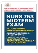 NURS 753 midterm Exam ALL QUESTIONS AND VERIFIED ANSWERS&vert; ALREADY GRADED A&plus; &vert; LATEST VERSION&excl;&excl; 