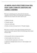 ATI MENTAL HEALTH PROCTORED EXAM 2026 STUDY GUIDE COMPLETE QUESTIONS AND CORRECT ANSWERS