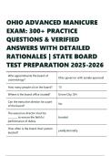 OHIO ADVANCED MANICURE EXAM 300&plus; PRACTICE QUESTIONS & VERIFIED ANSWERS