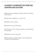 ATI MOBILITY EXAMINATION TEST PAPER 2026 QUESTIONS AND SOLUTIONS