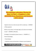 Microbiology Lab Review &vert; Quiz & Test 1 &vert; 2025&sol;2026 &vert; 100&plus; Solved Q&A &vert; Chapters 1&comma; 3&comma; 4 &ndash; Microbes&comma; Microscopy&comma; Cell Structure