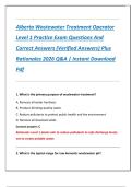Alberta Wastewater Treatment Operator  Level 1 Practice Exam Questions And  Correct Answers &lpar;Verified Answers&rpar; Plus  Rationales 2026 Q&A &vert; Instant Download  Pdf 