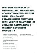 WGU D196 PRINCIPLES OF FINANCIAL AND MANAGERIAL ACCOUNTING COMPLETE TEST BANK 300&plus; OA AND PREASSESSMENT QUESTIONS WITH VERIFIED SOLUTIONS  2025 2026 ACTUAL EXAM  WESTERN GOVERNORS UNIVERSITY