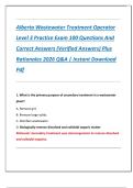 Alberta Wastewater Treatment Operator  Level 3 Practice Exam 100 Questions And  Correct Answers &lpar;Verified Answers&rpar; Plus  Rationales 2026 Q&A &vert; Instant Download  Pdf 