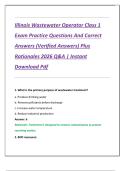 Illinois Wastewater Operator Class 1  Exam Practice Questions And Correct  Answers &lpar;Verified Answers&rpar; Plus  Rationales 2026 Q&A &vert; Instant  Download Pdf