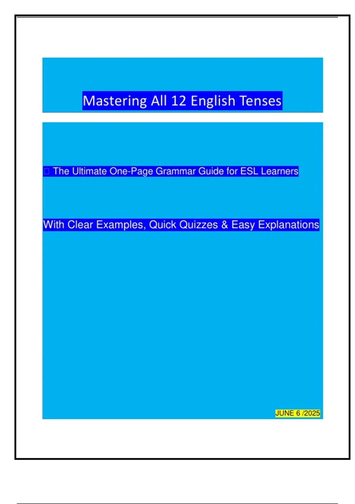 Mastering All 12 English Tenses – Complete ESL Guide with Examples ...
