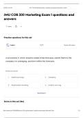 JMU COB 300 Marketing Exam 1 questions and  answers