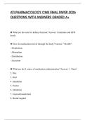 ATI PHARMACOLOGY CMS FINAL PAPER 2026 QUESTIONS WITH ANSWERS GRADED A&plus;