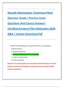 Nevada Wastewater Treatment Plant  Operator Grade I Practice Exam  Questions And Correct Answers  &lpar;Verified Answers&rpar; Plus Rationales 2026  Q&A &vert; Instant Download Pdf 