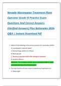 Nevada Wastewater Treatment Plant  Operator Grade III Practice Exam  Questions And Correct Answers  &lpar;Verified Answers&rpar; Plus Rationales 2026  Q&A &vert; Instant Download Pdf 