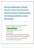New Jersey Wastewater Treatment  Operator S3 Exam Practice Questions  And Correct Answers &lpar;Verified Answers&rpar;  Plus Rationales 2026 Q&A &vert; Instant  Download Pdf