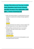 Georgia Manufactured Housing Installer  Exam Questions And Correct Answers  &lpar;Verified Answers&rpar; Plus Rationales 2026  Q&A &vert; Instant Download Pdf 
