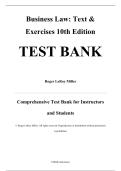 Test Bank &mdash; Business Law&colon; Text & Exercises&comma; 10th Edition &mdash; Roger LeRoy Miller &mdash; ISBN 9780357717417 &mdash; Latest Update 2025&sol;2026 &mdash; &lpar;All Chapters Covered 1&ndash;43&rpar;
