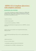AHIMA CCA Complianc Questions&vert;  with complete solutions 