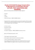 Ducks Unlimited&reg; Ecology Conservation & Management Certification Review ACTUAL TEST QUESTIONS AND ANSWERS&period;pdf