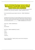 Ducks Unlimited Ecology Conservation & Management Certification Review EXAM QUESTIONS AND ANSWERS&period;pdf