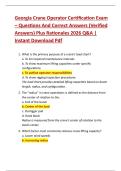 Georgia Crane Operator Certification Exam &ndash; Questions And Correct Answers &lpar;Verified  Answers&rpar; Plus Rationales 2026 Q&A &vert;  Instant Download Pdf