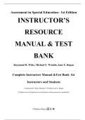 INSTRUCTOR&rsquo;S RESOURCE MANUAL & TEST BANK &lpar;COMBINED&rpar; &mdash; Assessment in Special Education&comma; 1st Edition &mdash; Raymond H&period; Witte&comma; Michael F&period; Woodin&comma; Jane E&period; Bogan &mdash; ISBN 9780132108195