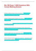 Bio 180 Exam 1 2026 Questions With Correct Marking Scheme