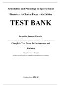 Test Bank For Articulation and Phonology in Speech Sound Disorders&colon; A Clinical Focus 6th Edition by Jacqueline Bauman-Waengler All Chapters - 9780136631583