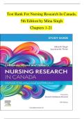 Test Bank for Nursing Research in Canada 5th Edition by Mina Singh | All Chapters 1-21 | Complete Guide with Verified Questions & Answers