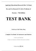 Test Bank For Applying Educational Research How To Read&comma; Do&comma; and Use Research To Solve Problems of Practice 7th Edition By Gall&comma; Joyce Gall&comma; Walter Borg