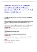 TCIC&sol;TLETS Mobile Access RE-Certification Exam &sol; Most Recent Test with Focused  Questions and Reliable Answers from Verified  Sources &sol; Already Rated A&plus;
