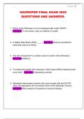 HAZWOPER FINAL EXAM 20252026  QUESTIONS AND ANSWERS. 