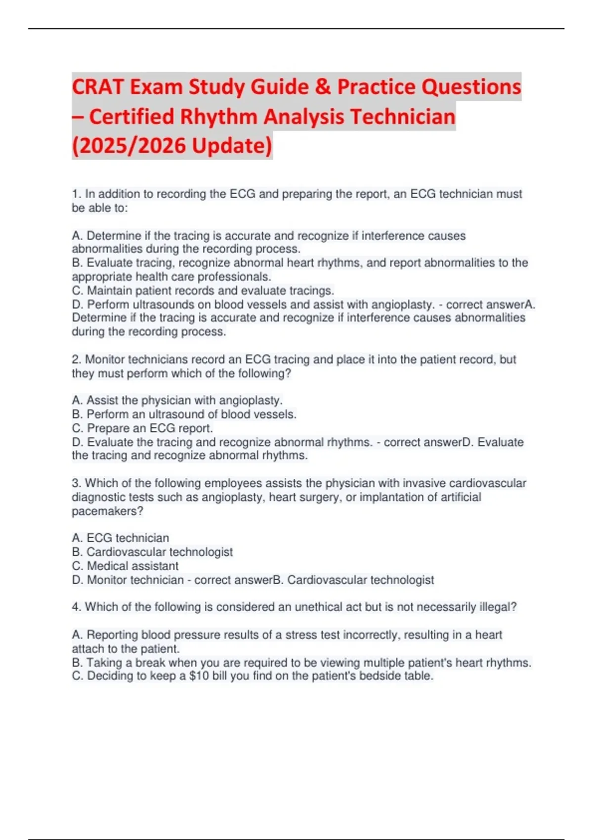 CRAT Exam Study Guide & Practice Questions – Certified Rhythm Analysis ...