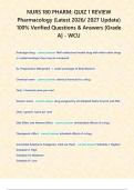 NURS 180 PHARM quiz 1 REVIEW  &lpar;Latest 2026&sol; 2027 Update&rpar; &ndash; Pharmacology Questions & Answers 100&percnt; Verified &lbrack;Grade A&rsqb; - WCU