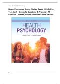 Health Psychology Author&colon;Shelley Taylor 11th Edition Test Bank &vert; Complete Questions & Answers &vert; All Chapters Covered&vert; Instant Download Latest Version