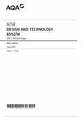 2025 AQA GCSE Design and Technology Mark Scheme Paper 1 &lpar;8552&sol;W&colon; Written Paper&rpar;