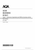 2025 AQA GCSE Business Mark Scheme Paper 1 &lpar;8132&sol;1&colon; Influences of operations and HRM on business activity&rpar;