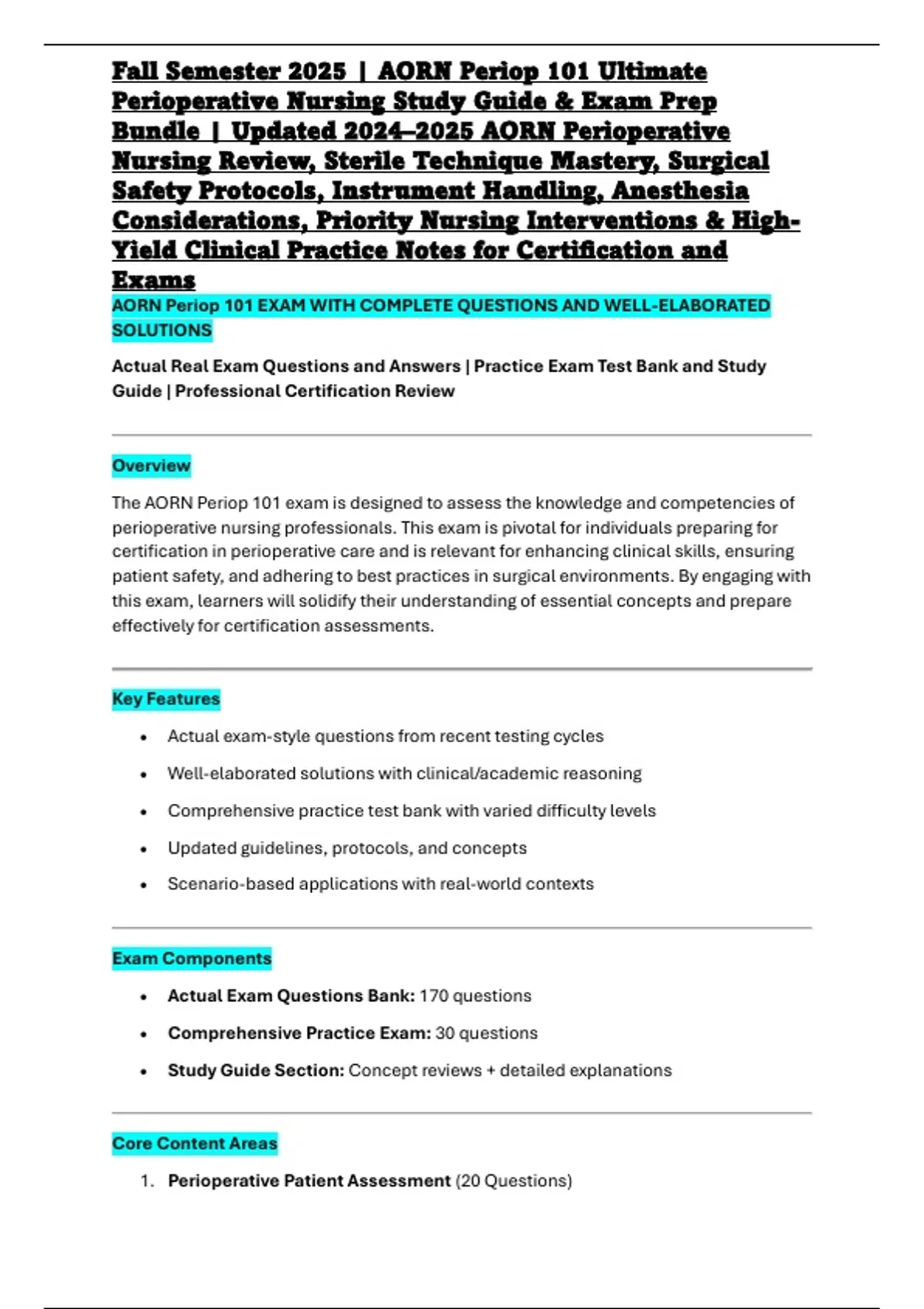 Fall Semester 2025 | AORN Periop 101 Ultimate Perioperative Nursing ...