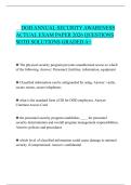 DOD ANNUAL SECURITY AWARENESS ACTUAL EXAM PAPER 2026 QUESTIONS WITH SOLUTIONS GRADED A&plus;