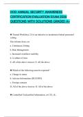 DOD ANNUAL SECURITY AWARENESS CERTIFICATION EVALUATION EXAM 2026 QUESTIONS WITH SOLUTIONS GRADED A&plus;