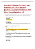 Georgia Wind Energy Technician Exam  Questions And Correct Answers  &lpar;Verified Answers&rpar; Plus Rationales 2026  Q&A &vert; Instant Download Pdf